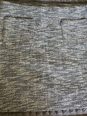 LOFT Black and White Herringbone Waistband Skirt